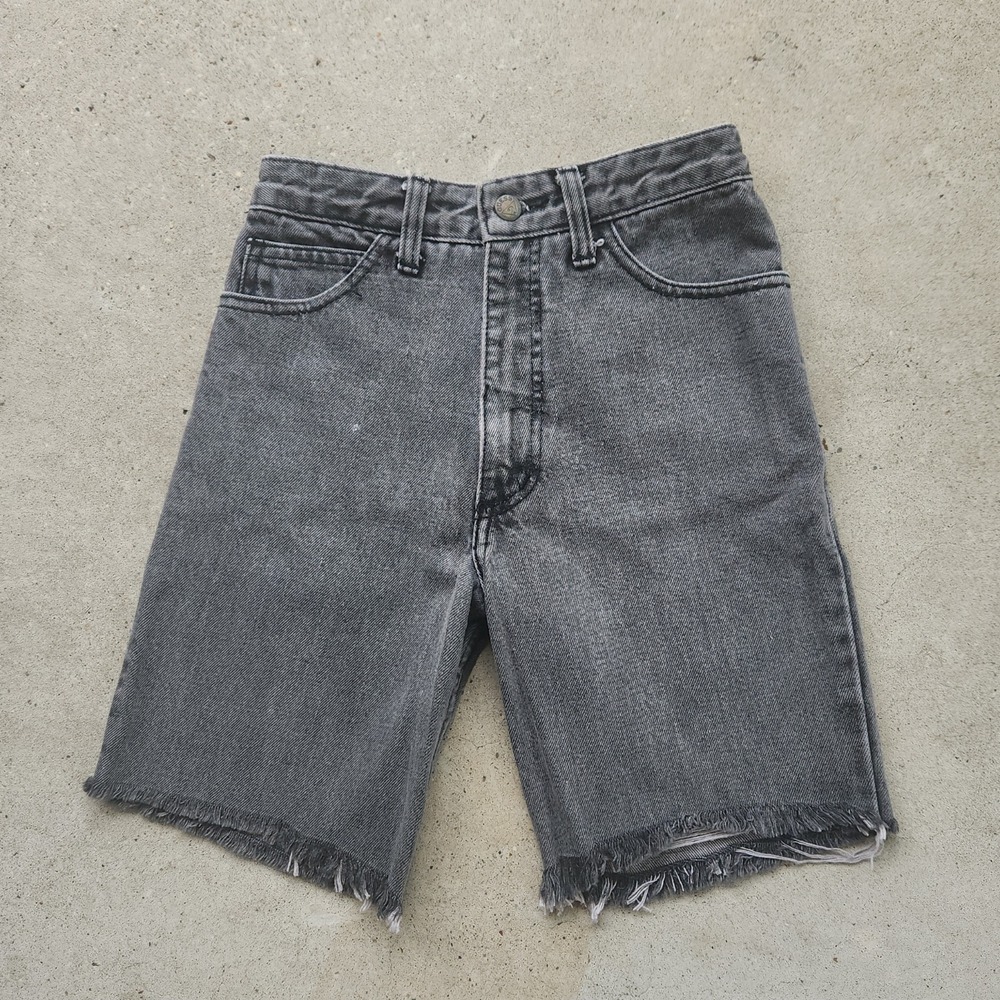 VTG 90s Guess High-Waisted Denim Jorts Shorts Sz 26 Black Raw Hem Grunge USA Y2K - Picture 3 of 12